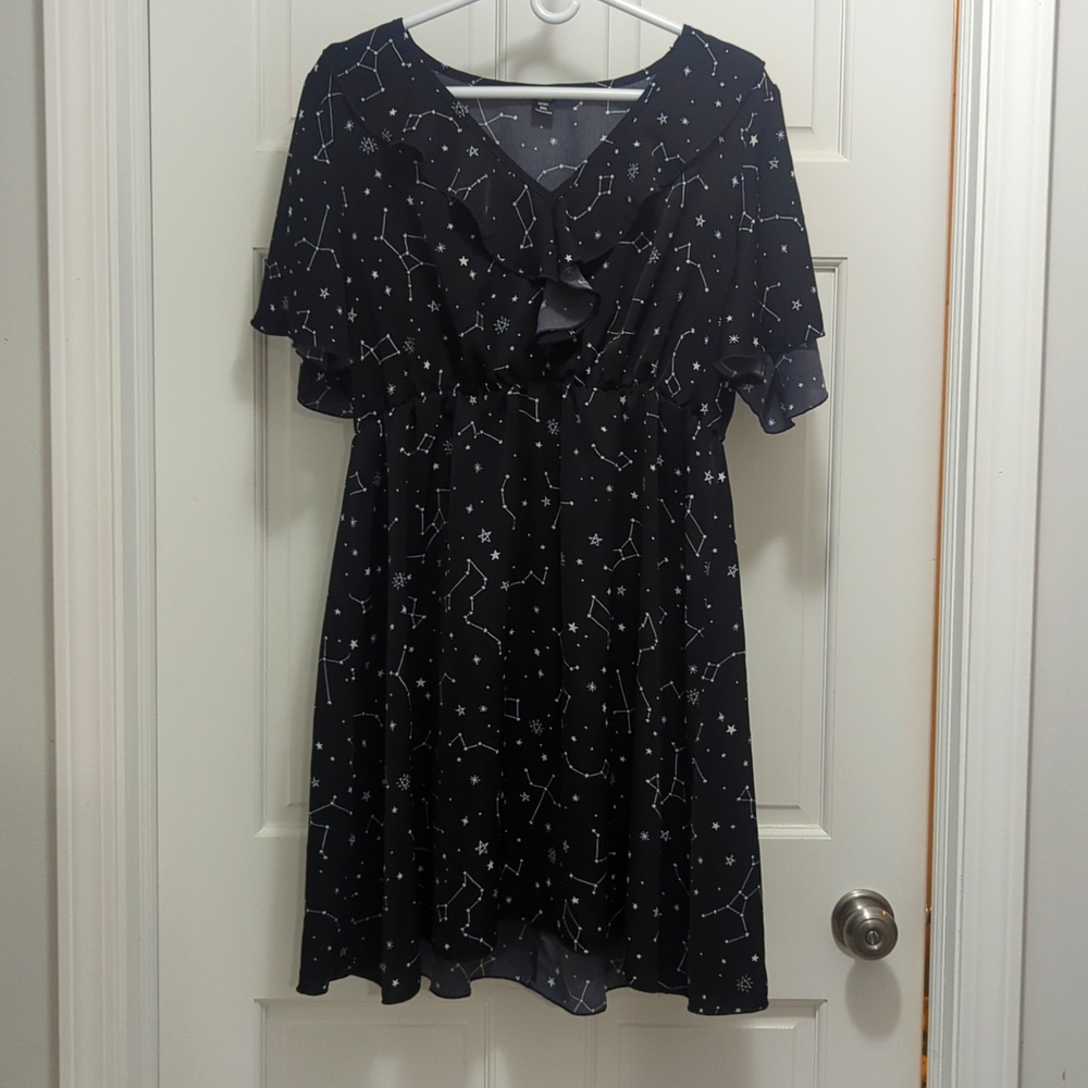 Shein 0X constellation galaxy dress black